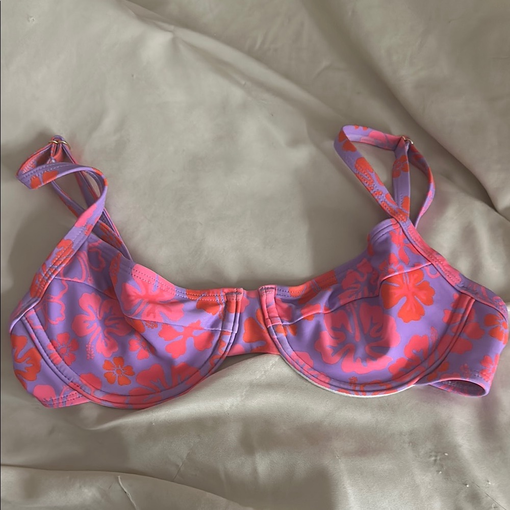 Pink and Purple Floral Bikini Top
